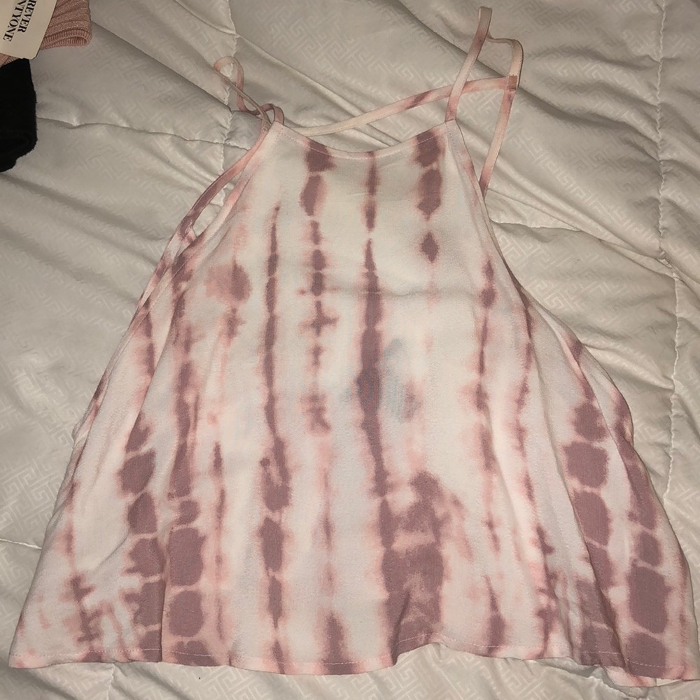 Pink and white acid wash tank top